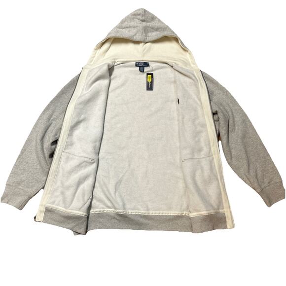 Polo Ralph Lauren Mens XXL Tall Full Zip Hoodie Sweatshirt Grey Solid Preppy - Picture 8 of 10